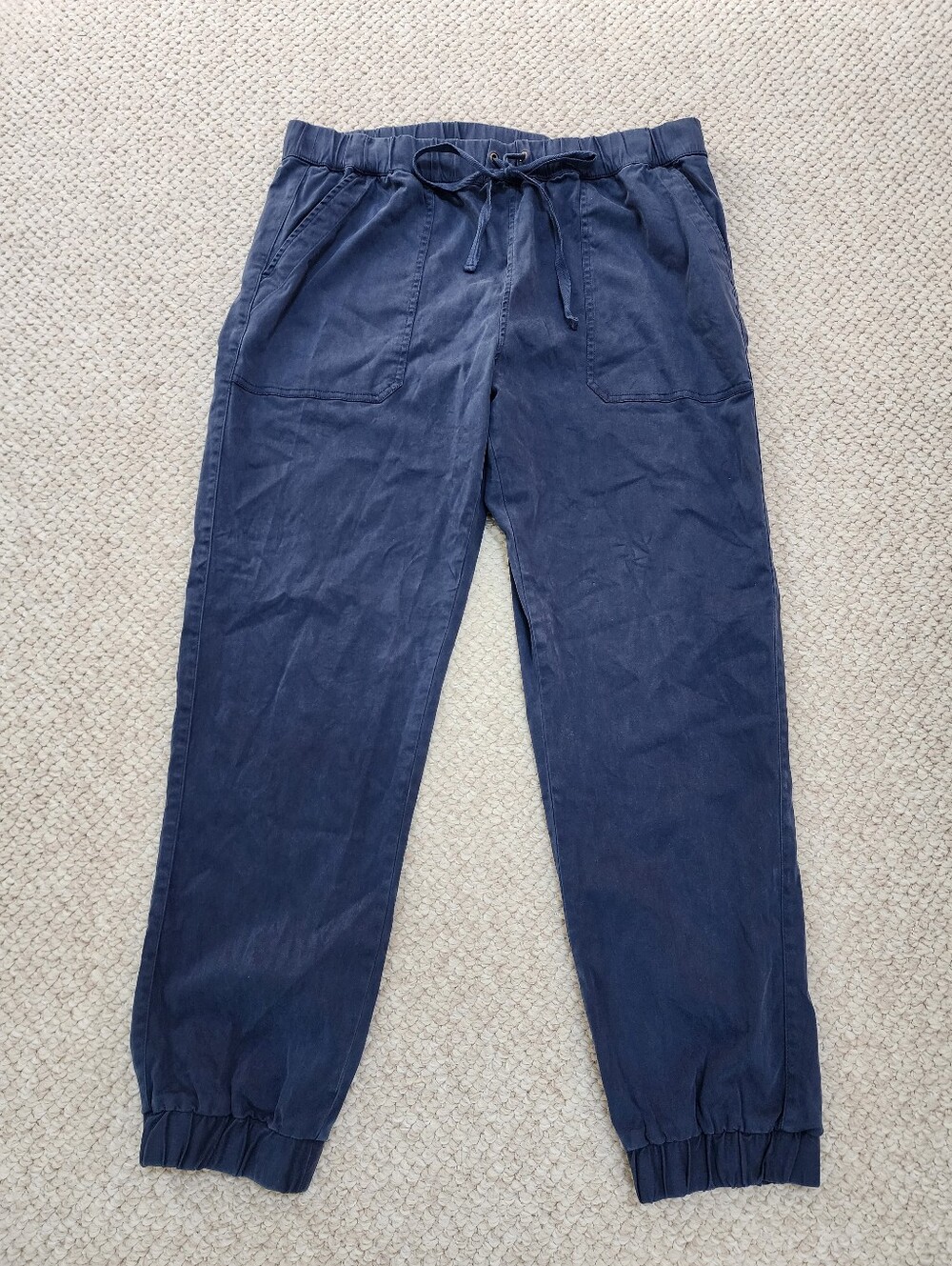 Caslon Slate Blue Drawstring Cotton Blend Canvas Joggers Sz L